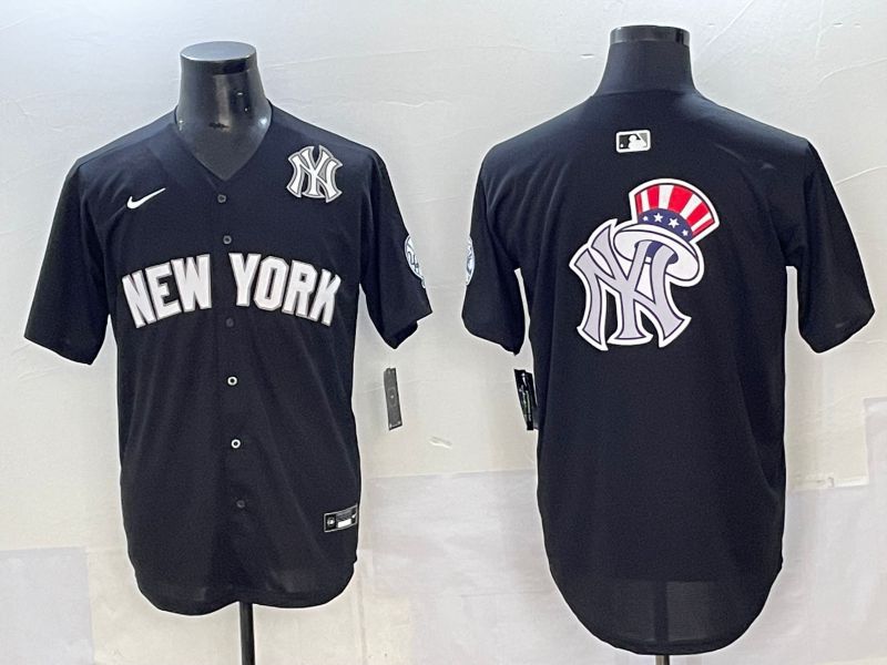 Men 2025 New York Yankees Blank Black Nike MLB Jersey style 0018